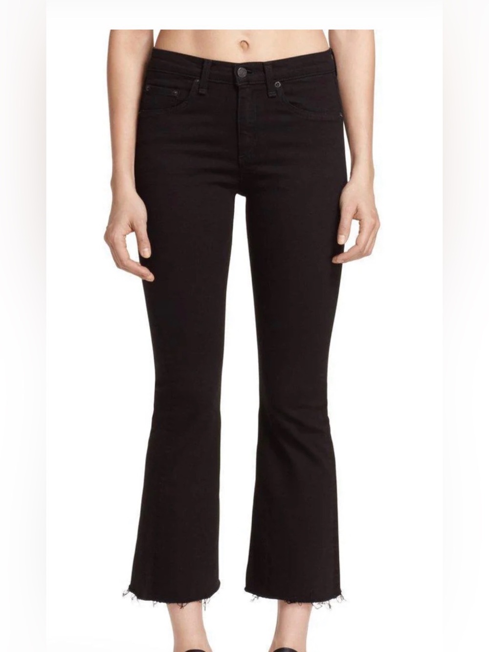 RAG& BONE 10 inch Crop Flare Jeans, black, 30